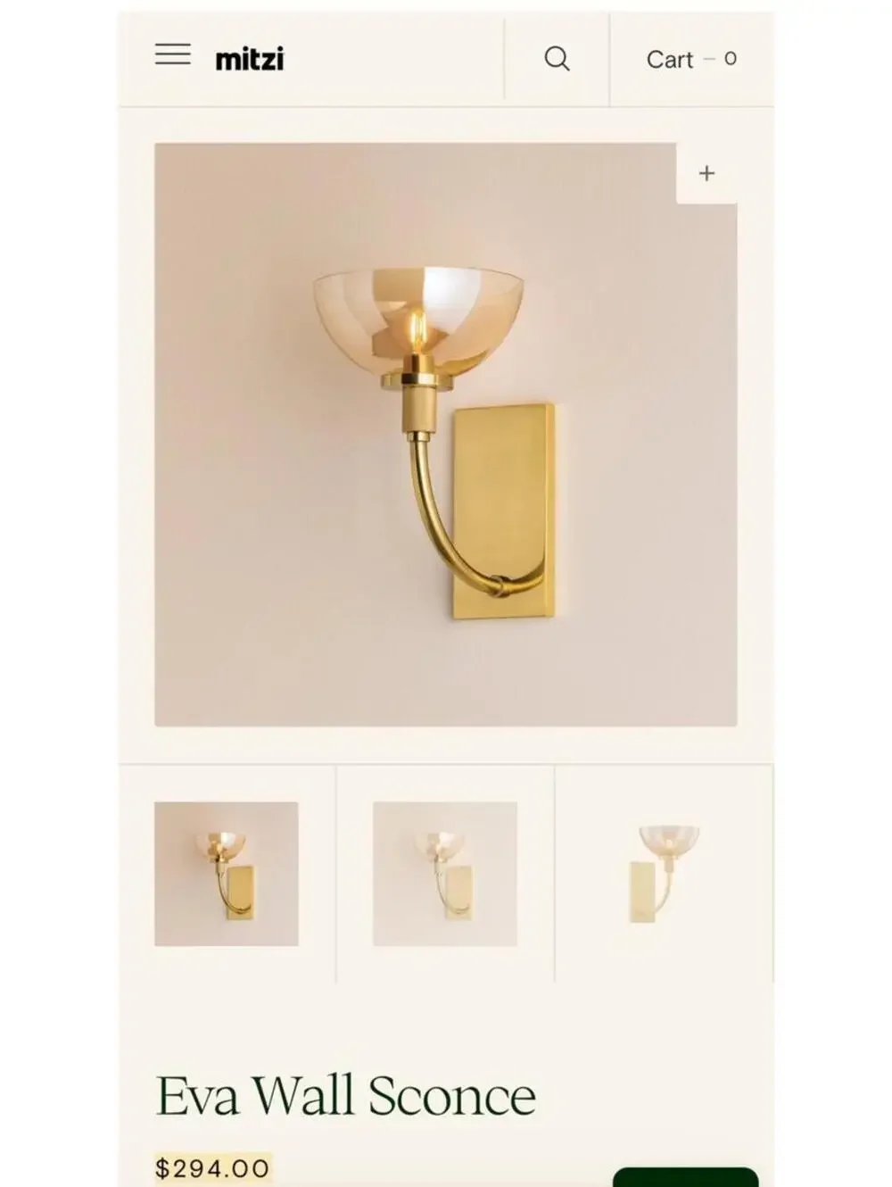 Mitzi “Eva” wall sconce by Hudson Valley Lighting Group/Base Only No Glass Shade